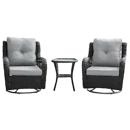 Manhattan Comfort - Fruttuo Traditional 3-Piece Patio Conversation Set - Gray