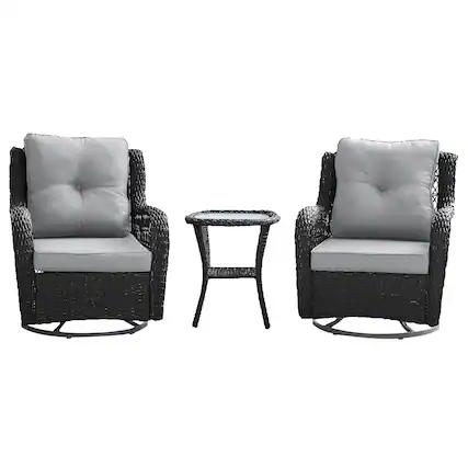 Front. Manhattan Comfort - Fruttuo Traditional 3-Piece Patio Conversation Set - Gray.