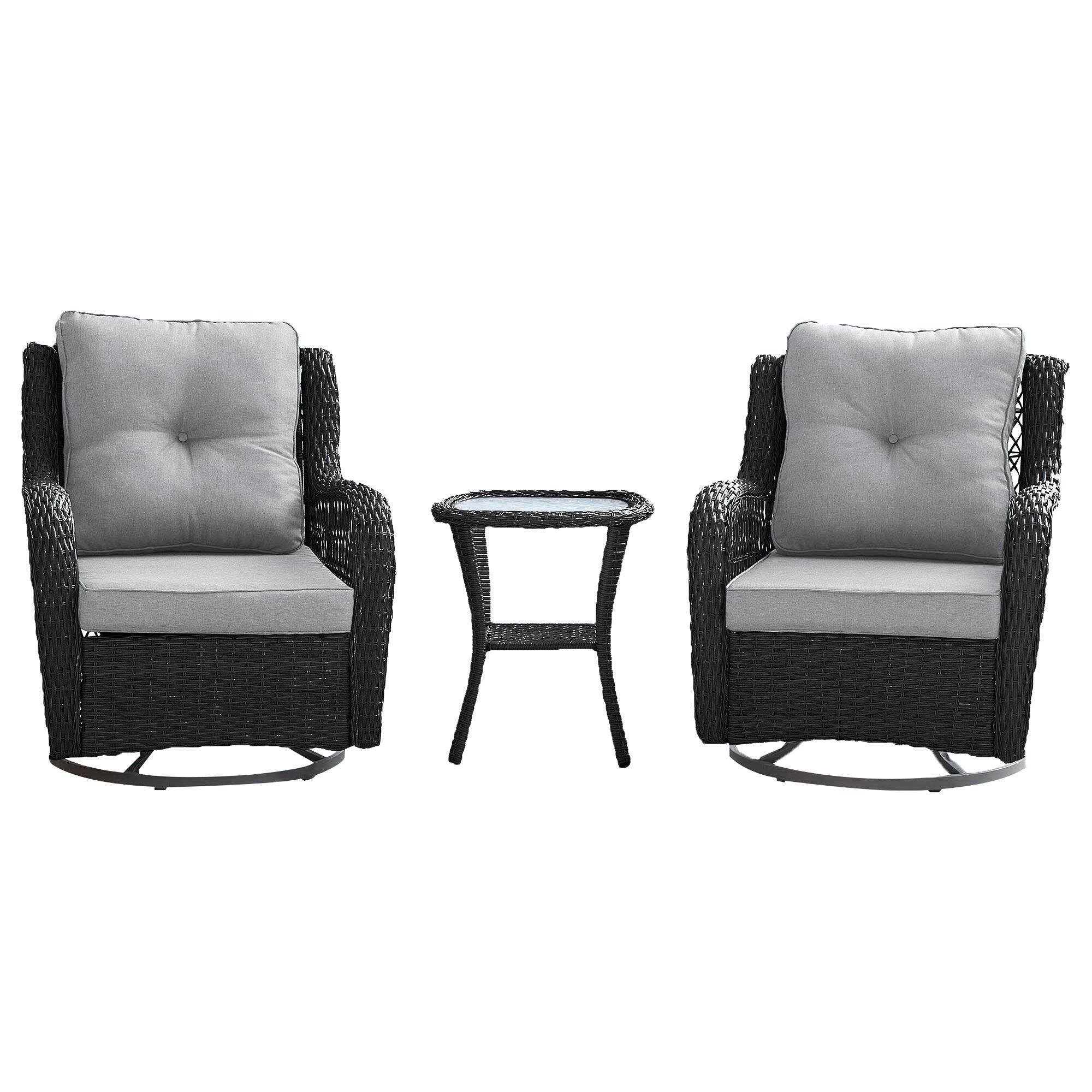 Front. Manhattan Comfort - Fruttuo Traditional 3-Piece Patio Conversation Set - Gray.