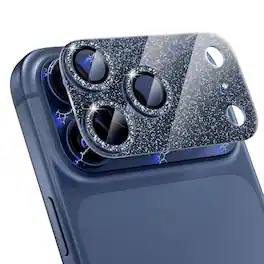 Dteck - Bling Glitter Camera Lens Protector for Apple iPhone 17 Pro with 9H Tempered Glass - Blue