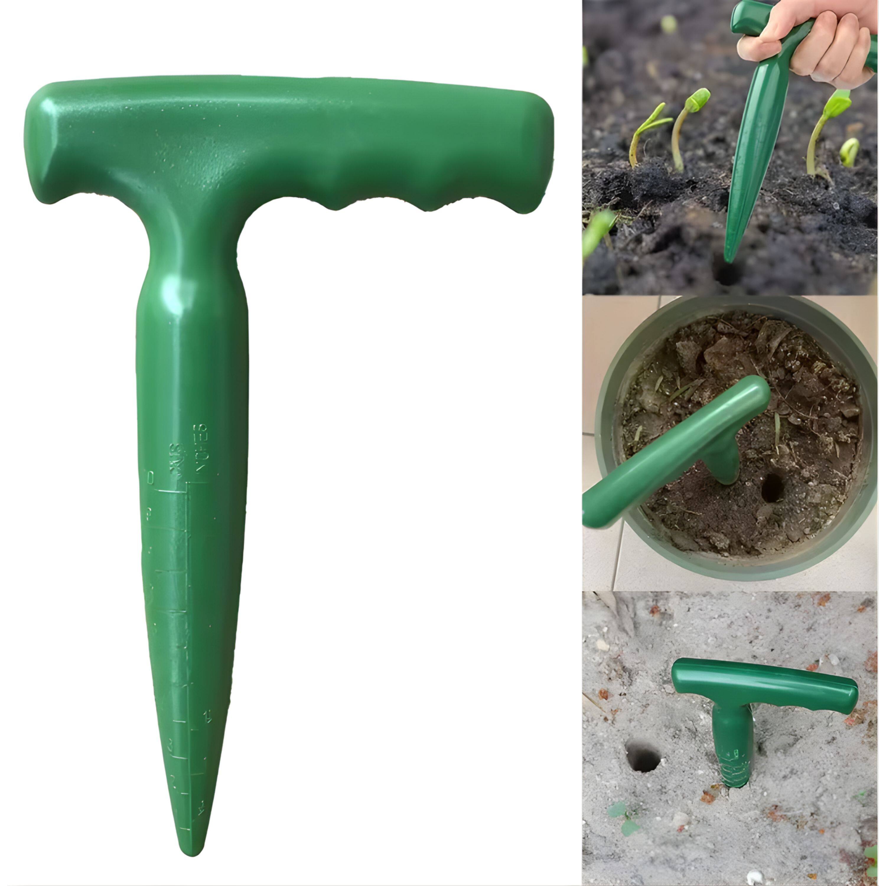 Left. Kitcheniva - Garden Hole Digging Dibber Tool with Depth Measurements - Used to Dig Holes for Planting Seeds and Seedlings.