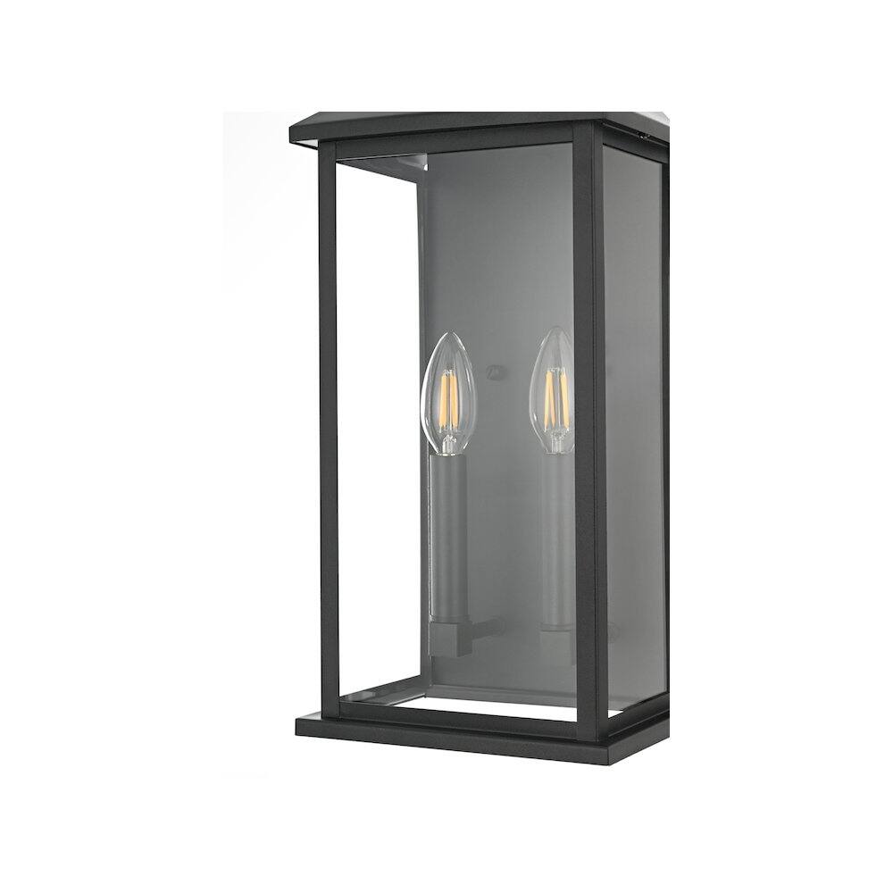 Alt View 2. Elegant Lighting - Shepard 8 inch Outdoor Wall Sconce in Black - Black.
