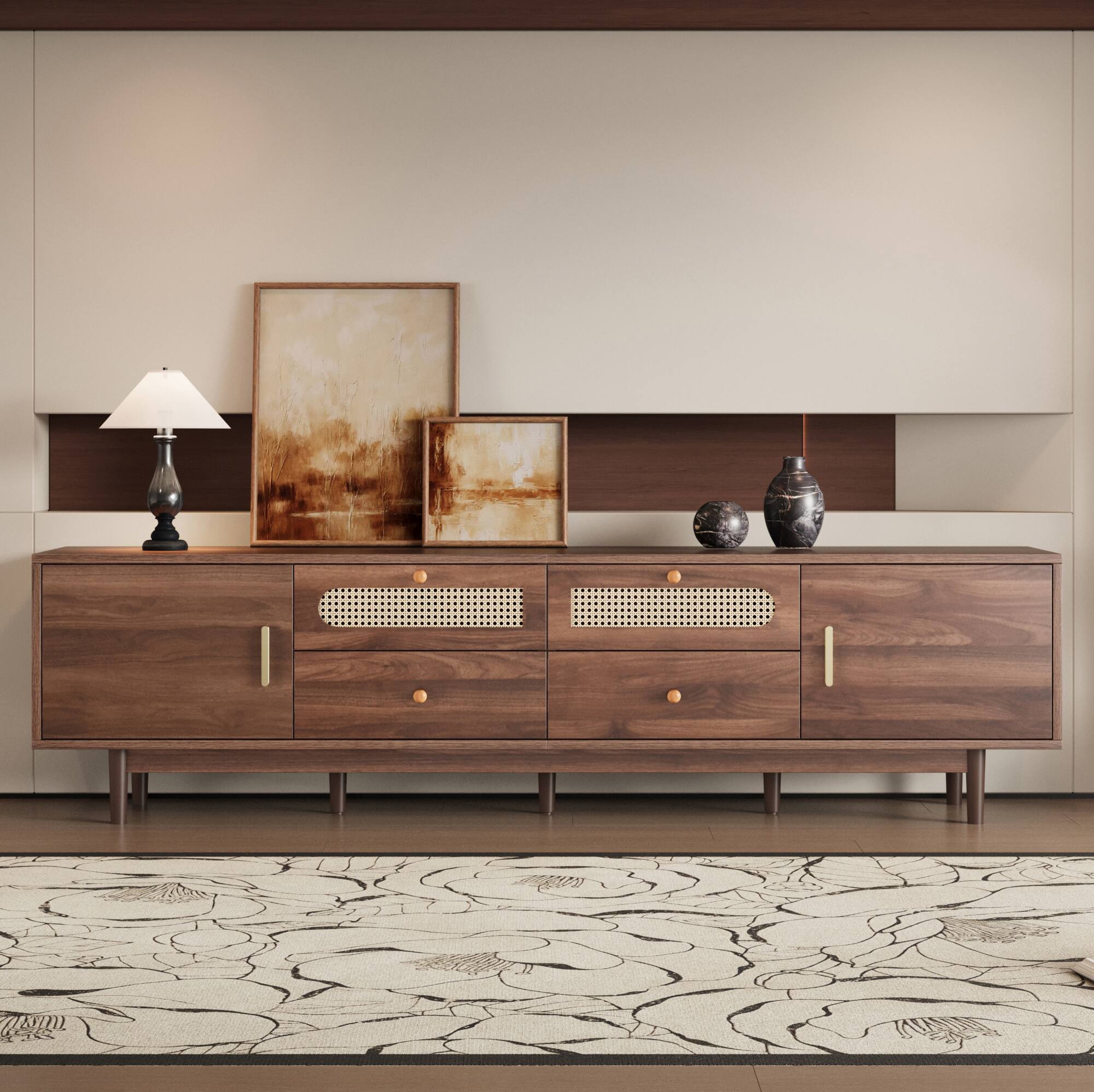 Alt View 7. Spaco - Spaco Modern Chic 76" TV Stand for 85" TVs with Drawers and Storage, for Living Room, Bedroom Entertainment Center - Dark Brown.