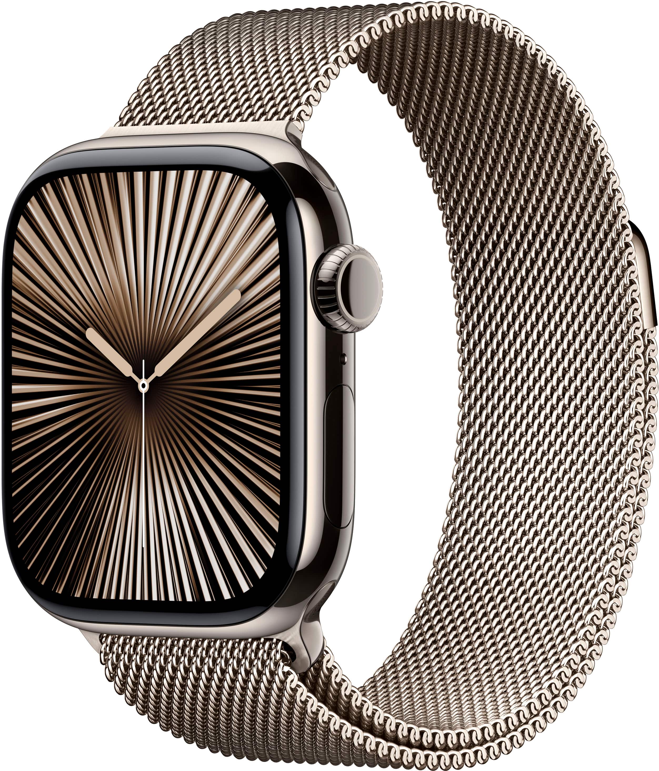 Apple Watch Series 10 (GPS+Cellular) 42mm Titanium Case with Natural Milanese Loop - Natural - (2024) - Angle_Zoom