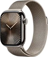 Apple Watch Series 10 (GPS+Cellular) 42mm Titanium Case with Natural Milanese Loop - Natural (Verizon) - Angle_Zoom