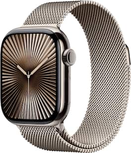 Refurbished Excellent - Apple Watch Series 10 (GPS+Cellular) 42mm Titanium Case with Natural Milanese Loop - Natural - (2024)