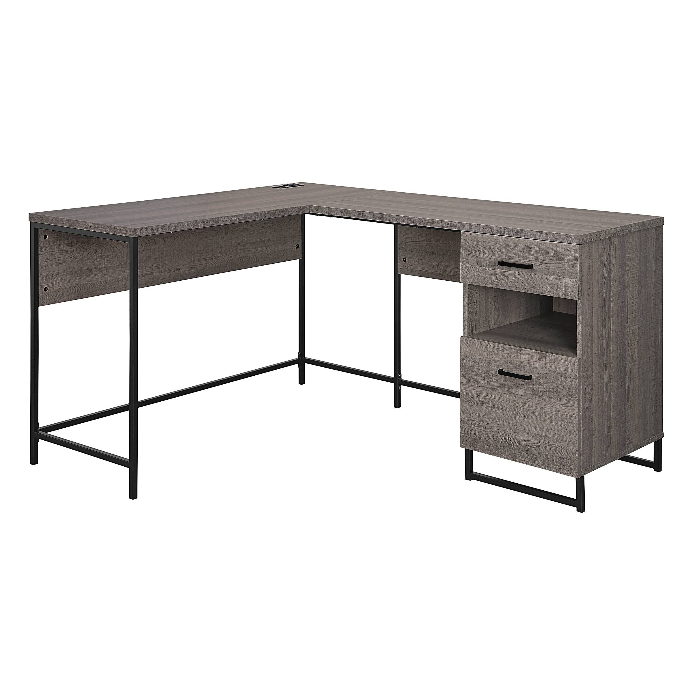 Angle. OSP Home Furnishings - Hagney Lane L-Shape Desk - Farm Oak.