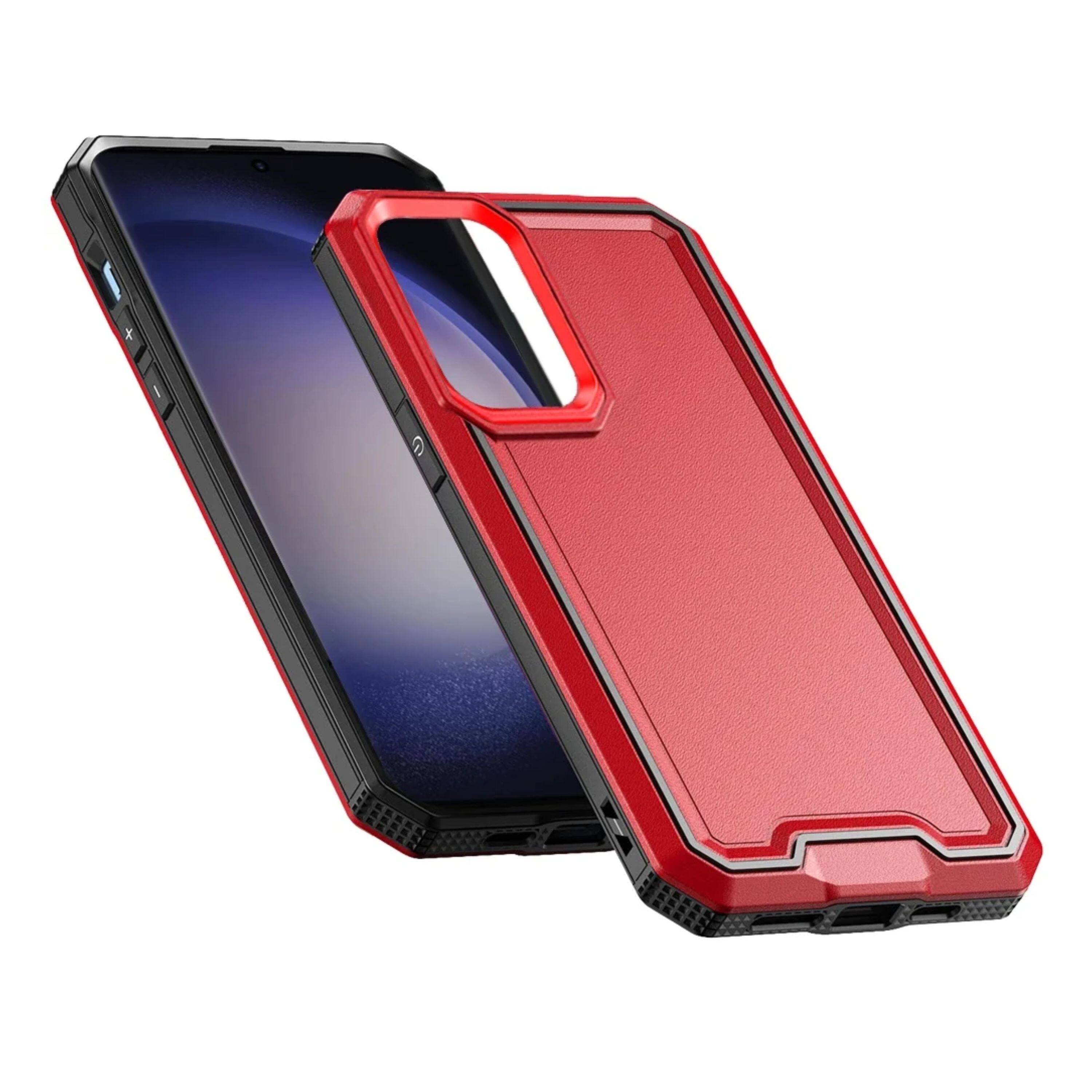 Angle. Kitcheniva - Shockproof Strong Fused Phone Case For Samsung Galaxy S24 Red - Red.