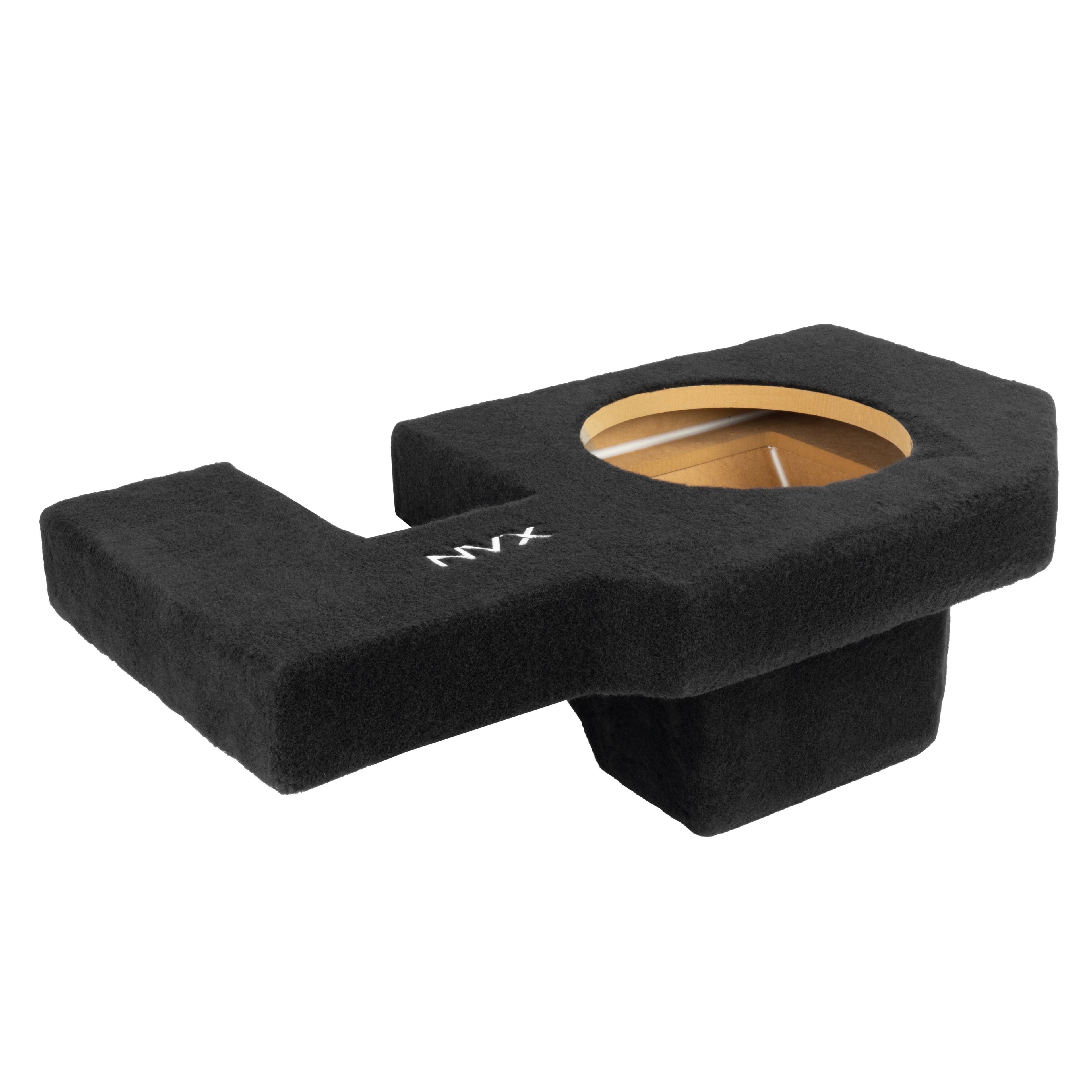 Angle. NVX - VE-DOD-RAMQCCG3-S10S Custom Fit Single 10in Sealed Empty Subwoofer Enclosure for 2002-2018 Ram Quad and Crew Cab Trucks.