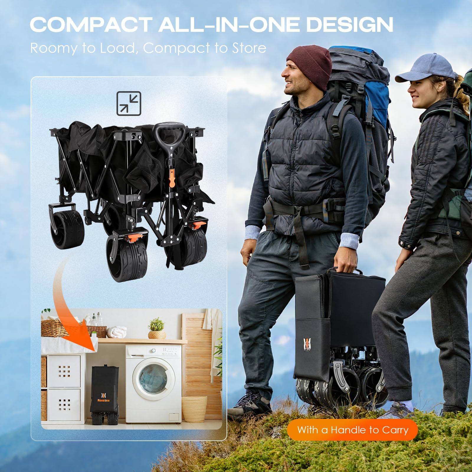 COMPACT ALL-IN-ONE DESIGN  
Roomy to Load, Compact to Store  

With a Handle to Carry