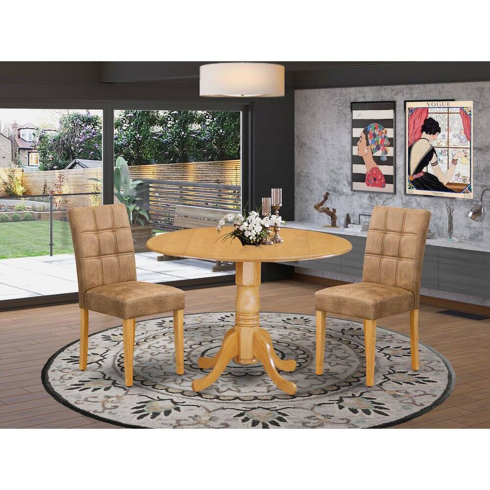Alt View 7. East West Furniture - 3 Piece Dining Table Set - Brown.