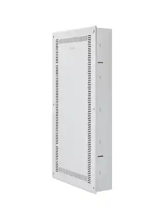 Front. VEVOR - Structured Media Enclosure, 28-Inch, Recessed in-Wall Media Box with Cover, Wall-Mount Cable Management Box Kit - White.
