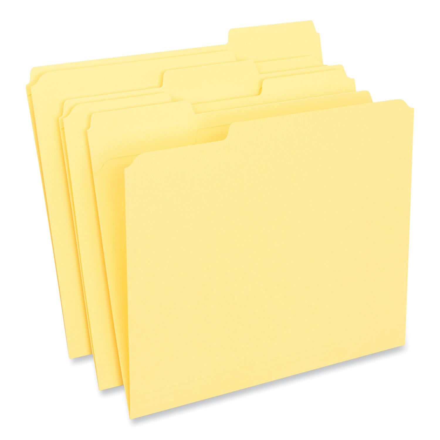 Angle. Universal - Reinforced Top-Tab File Folders, 1/3-Cut Tabs: Assorted, Letter Size, 1" Expansion, Yellow, 100/Box.