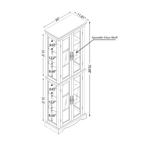 26" x 11.81" Adjustable Glass Shelf  
31.5" x 9.65" x 12.2"  
1 x 8.66"  
70.08"  
3 x 31.5" x 9.65" x 12.2"  
1 x 8.66"