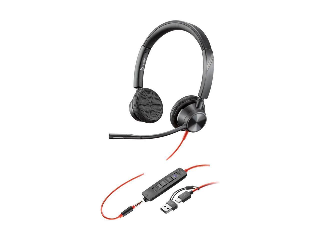 Alt View 2. HP - Poly Blackwire 3325 Headset - Microsoft Teams - USB C & 3.5mm - Wired - Black - Black.