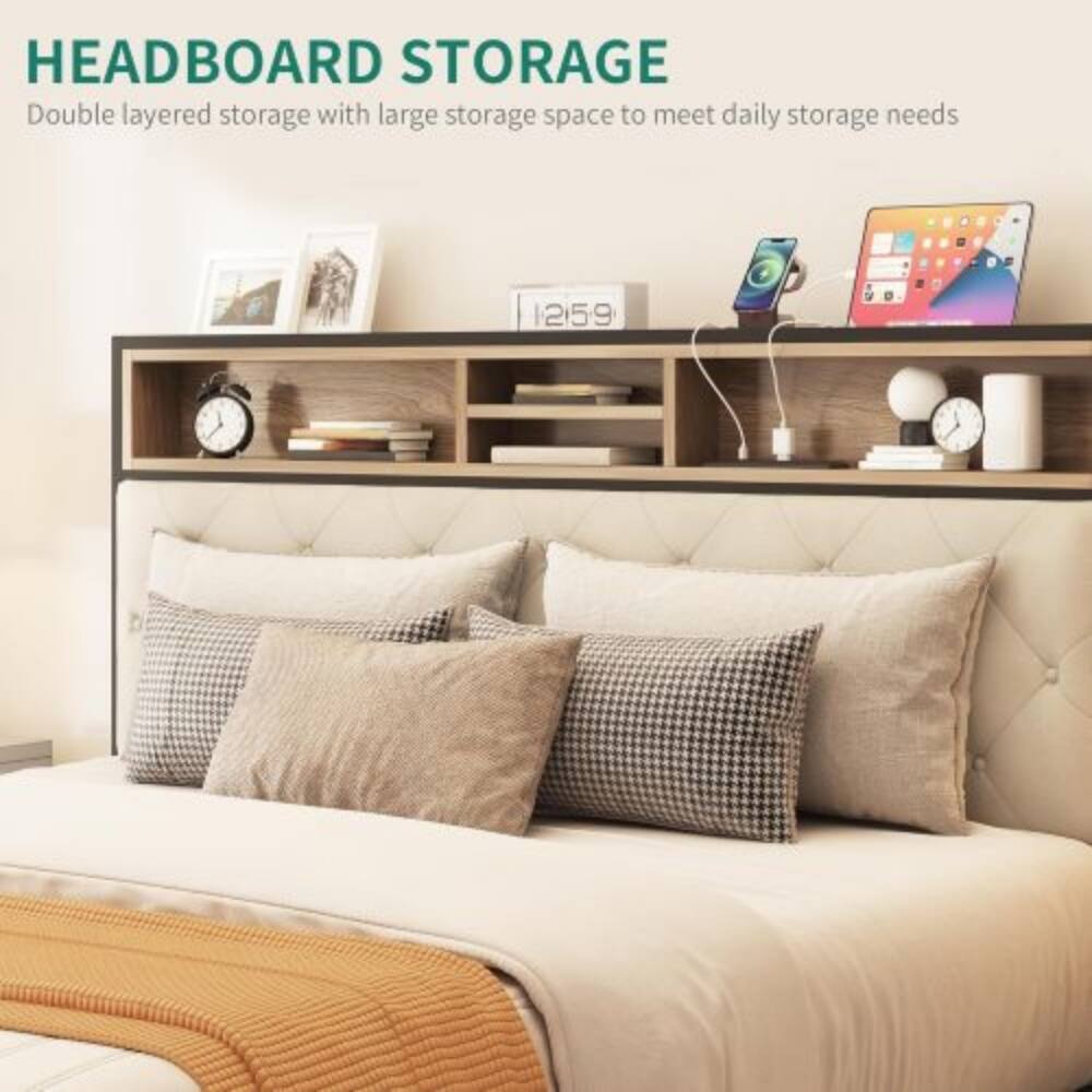 HEADBOARD STORAGE  
Double layered storage with large storage space to meet daily storage needs