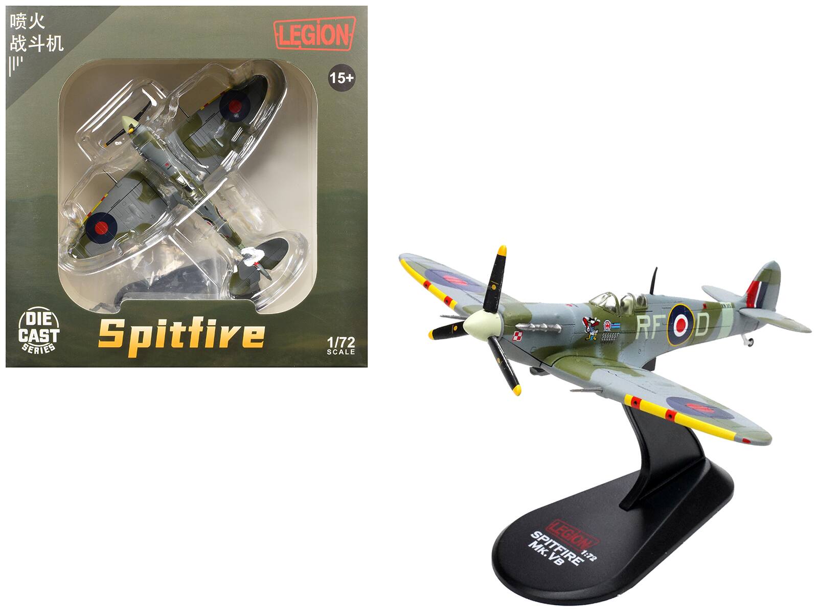 LEGION 15+ DIE CAST Spitfire SERIES 1/72 SCALE  
Spitfire LEGION!  
RFOD  
1:72