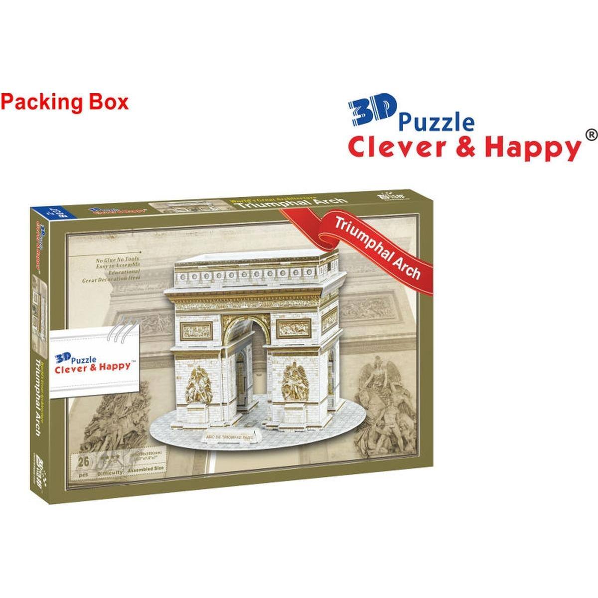 Packing Box

3D Puzzle Clever & Happy

Triumphal Arch

No Glue No Tools
Easy to Assemble
Great Decor
Educational

26 pcs
Difficulty: Easy
Assembled Size: 10.6" x 10.6" x 10.6"