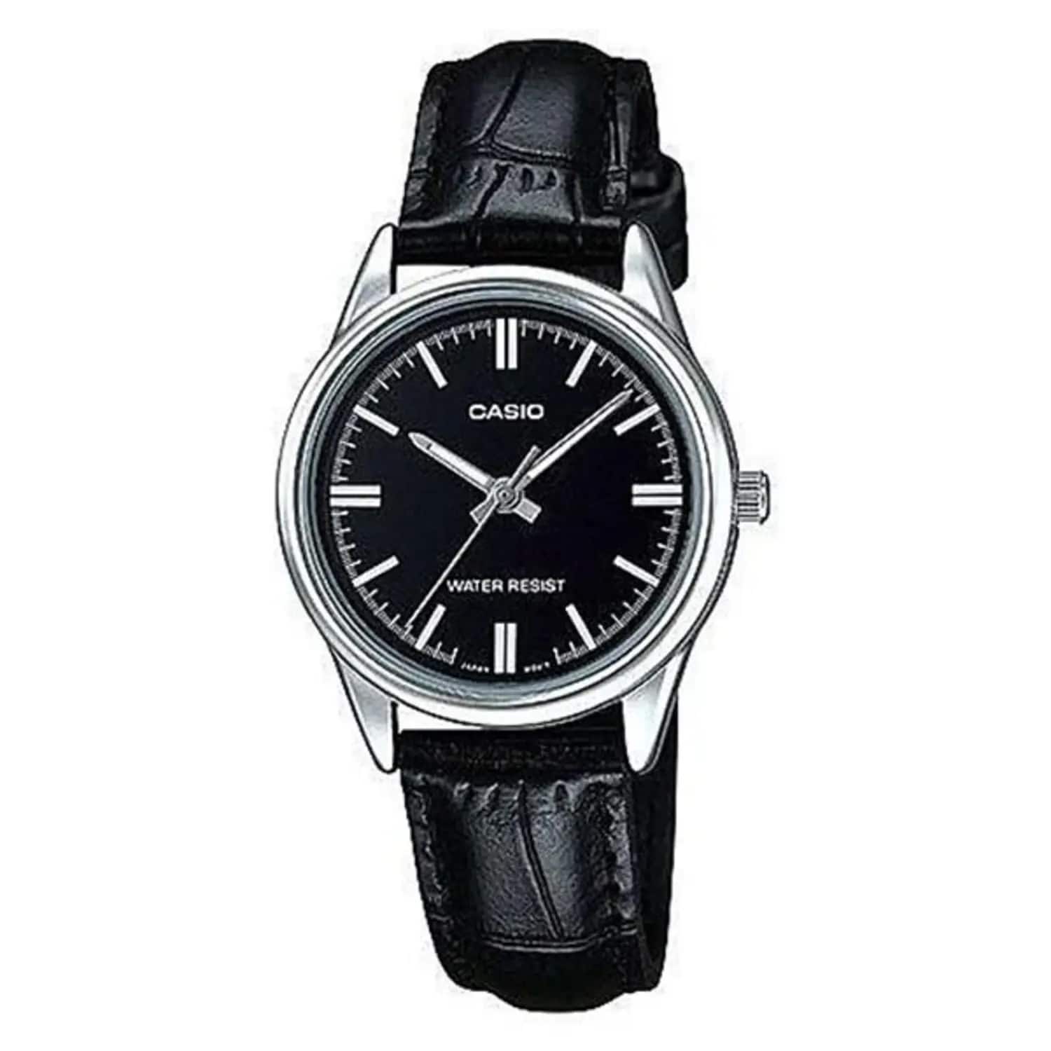 Casio- Women’s Classic Dial Leather Strap Analog Watch- LTP-V005L-1AUDF- Black