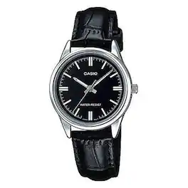Casio - Women’s Classic Dial Leather Strap Analog Watch - LTP-V005L-1AUDF - Black