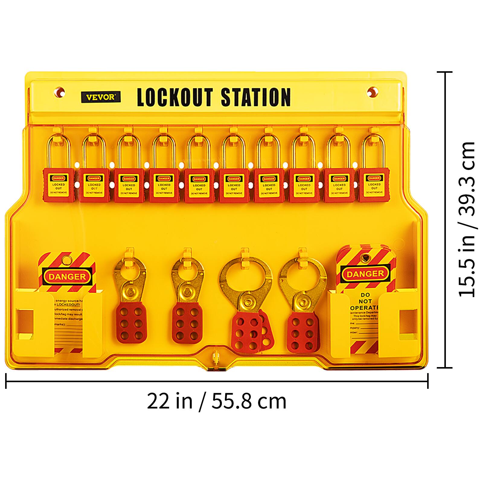 VEVOR LOCKOUT STATION

LOCKOUT STATION

DANGER
DO NOT OPERATE
LOCKOUT STATION
LOCKOUT STATION

22 in / 55.8 cm
15.5 in / 39.3 cm