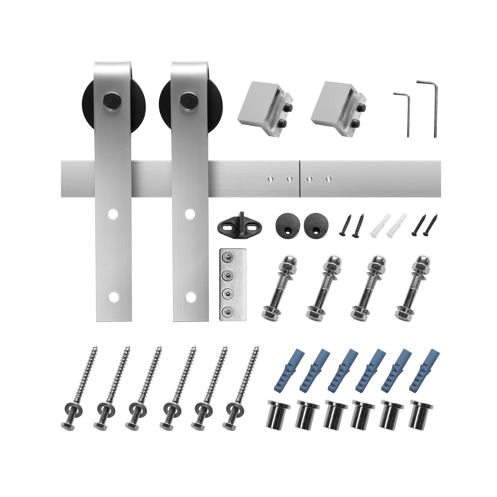 Alt View 5. VEVOR - 8FT Sliding Barn Door Hardware Kit,330 LBS Weight Capacity,Compatible with 42 to 48 Inches Width & 1-3/8 to 1-3/4 Inches - Matte Silver (Nickel-Plated).