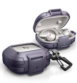 Dexnor - For Beats Powerbeats Pro 2(2025) Case with Drop-Proof Lock,Shockproof Bumper Cover with Carabiner, Keyring, Cleaner Kit - Phantom Purple