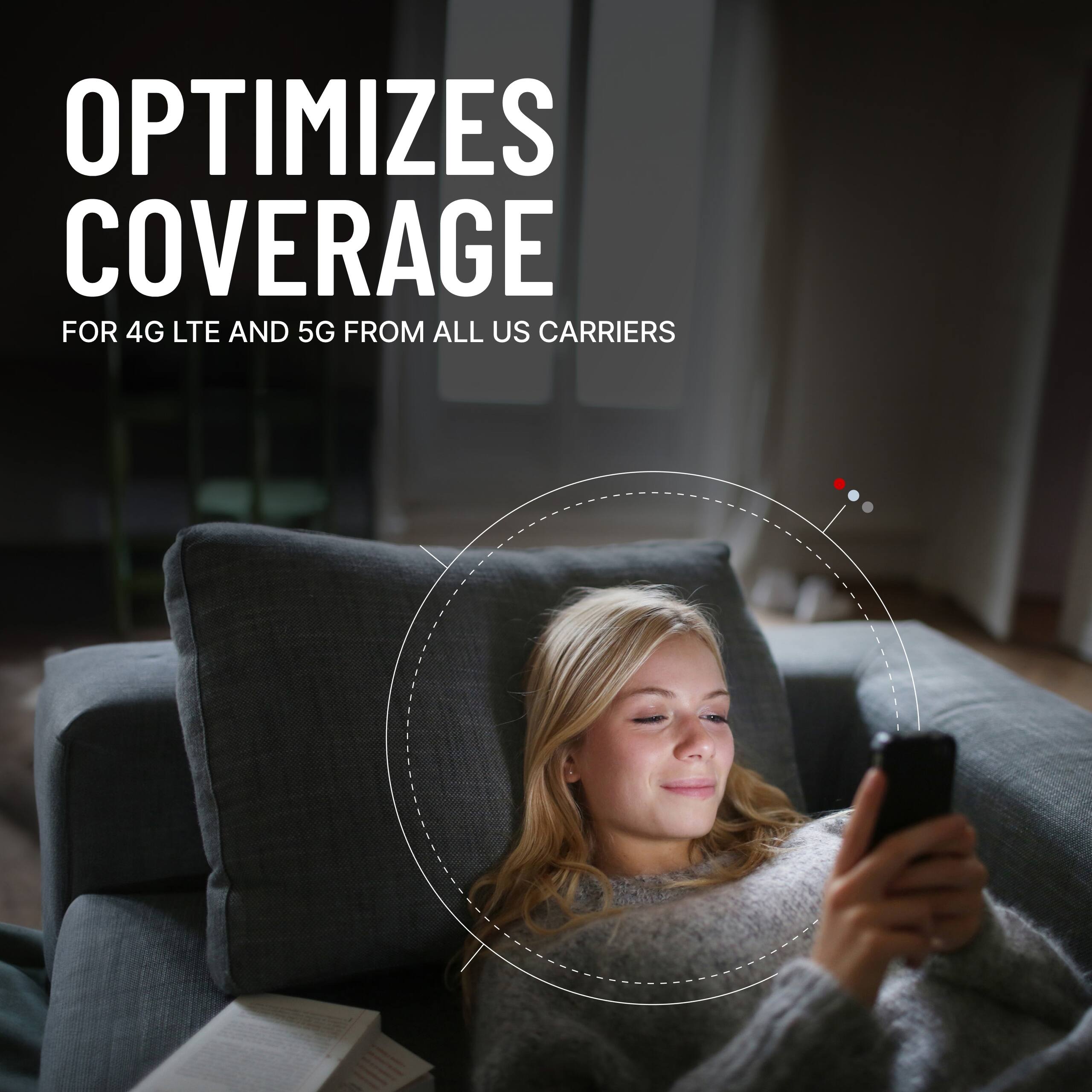 OPTIMIZES COVERAGE FOR 4G LTE AND 5G FROM ALL US CARRIERS
