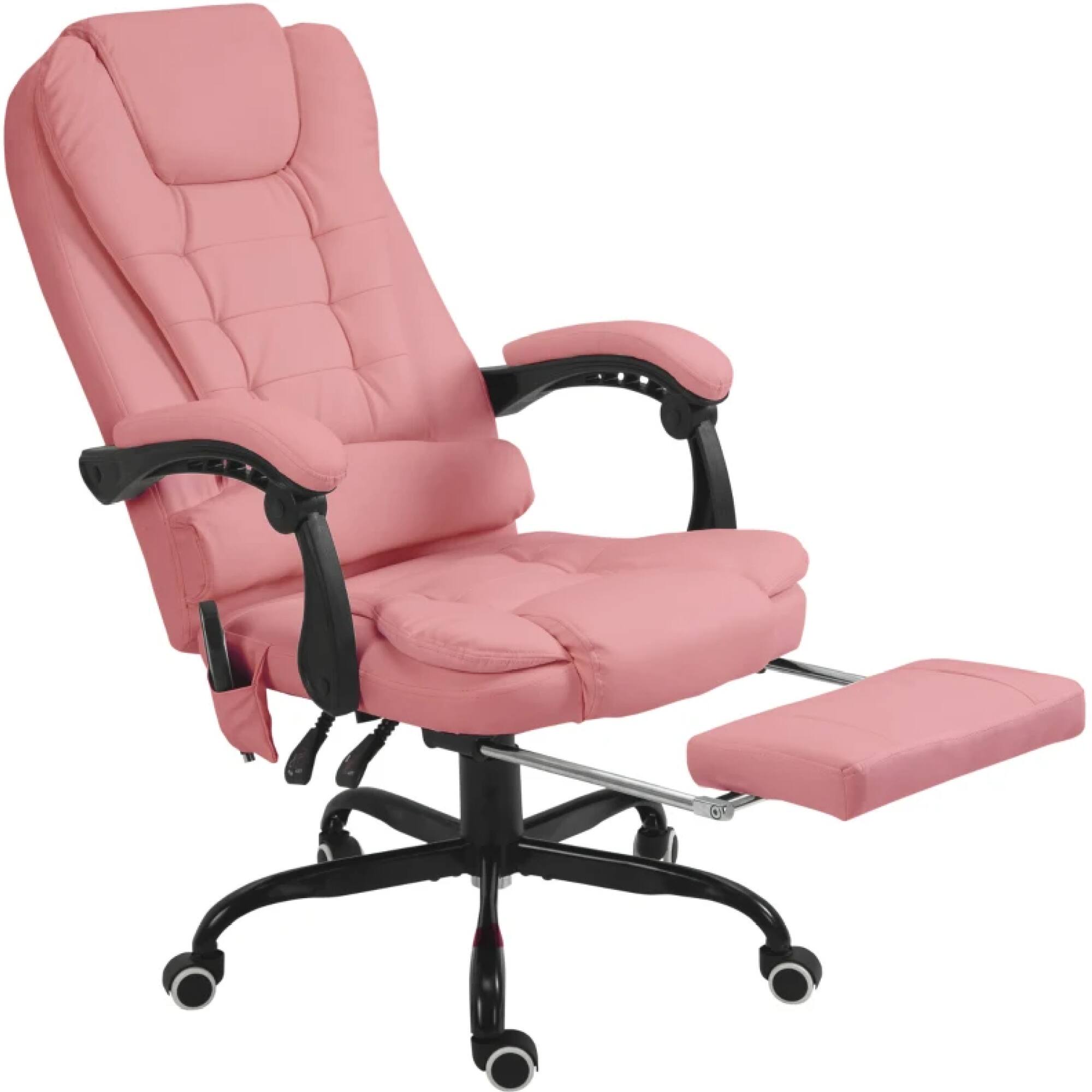 Angle. GOODSILO - High-Back Executive Massage Chair with Vibrating Motors and Retractable Footrest for Office and Home Use - Pink.