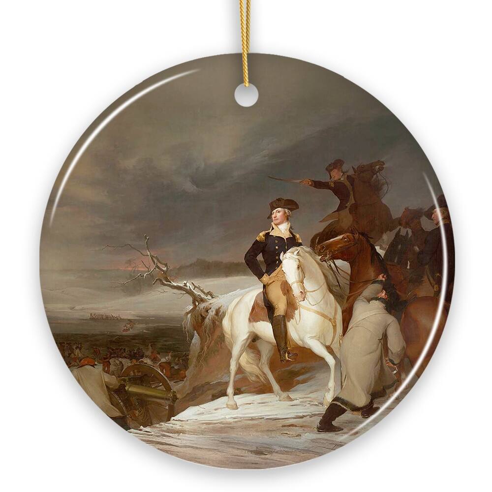 Front. OrnamentallyYou - The Passage of the Delaware Christmas Ornament, Thomas Sully Vintage Painting American History - Multi-colored.
