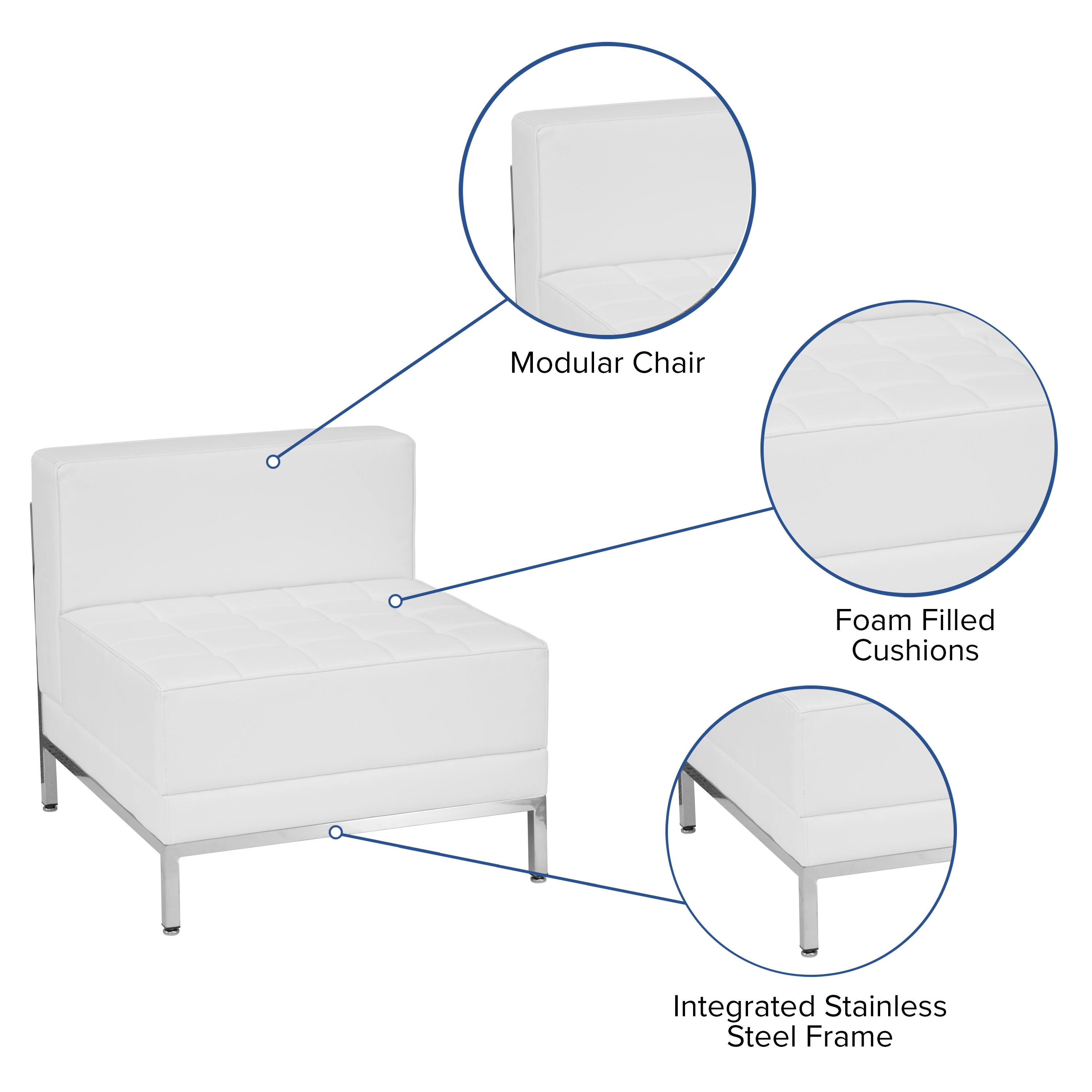 Modular Chair Foam Filled Cushions Integrated Stainless Steel Frame