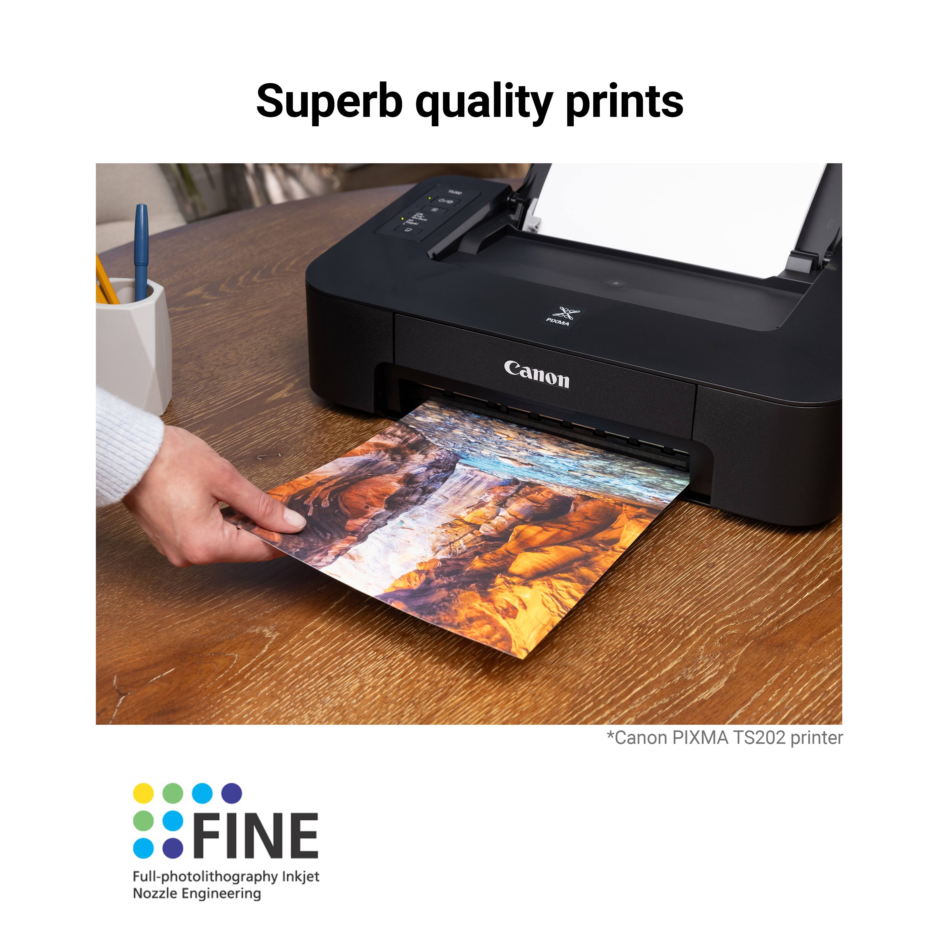 Superb quality prints - Canon PIXMA TS202 printer - FINE Full-photolithography Inkjet Nozzle Engineering