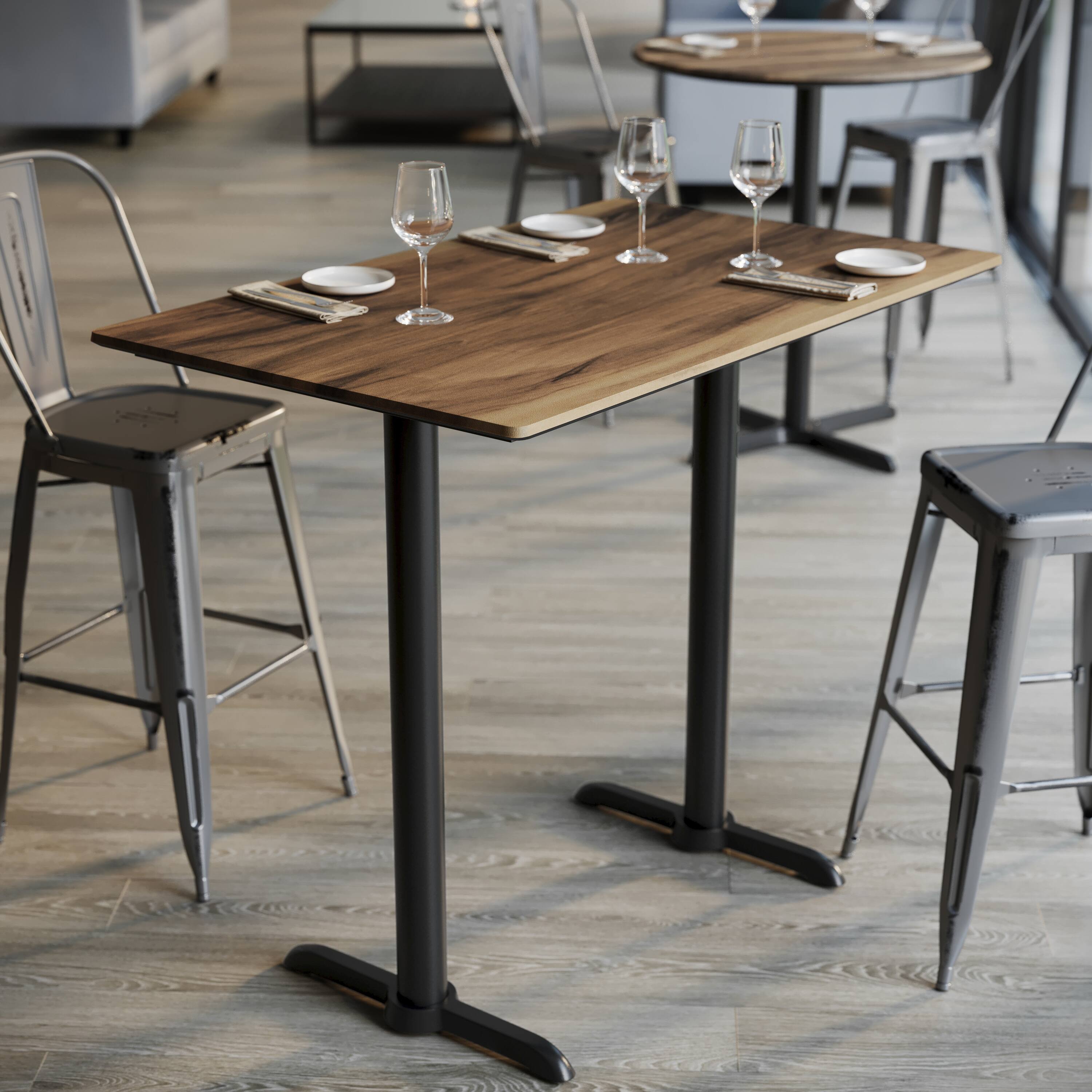 Alt View 4. Emma + Oliver - PureShield Tabletop with Seam-Free Surface Innovation and Bar Height Base - Natural/Black Base.