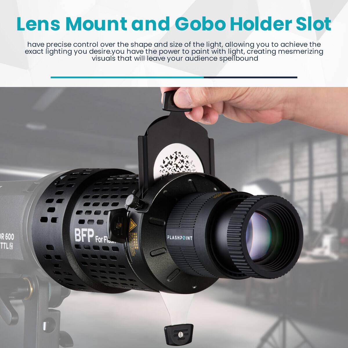 Lens Mount and Gobo Holder Slot have precise control over the shape and size of the light, allowing you to achieve the exact lighting you desire. You have the power to paint with light, creating mesmerizing visuals that will leave your audience spellbound. R 600 TTL E BFP For low. SEERET FLASHPOINT