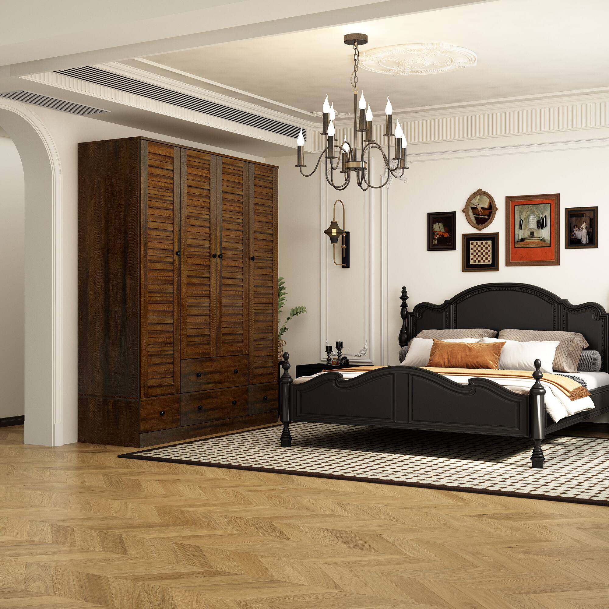 Alt View 6. FUFU&GAGA - FUFU&GAGA Wooden Shutter - Door Wardrobe: Timeless Storage for Organized Living - Brown.