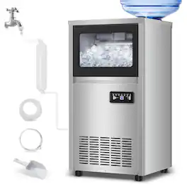 HOOURE - Commercial Ice Maker Machine, 150 Lbs /24H, 30 lbs Bin,Built-in or Freestanding - Stainless Steel