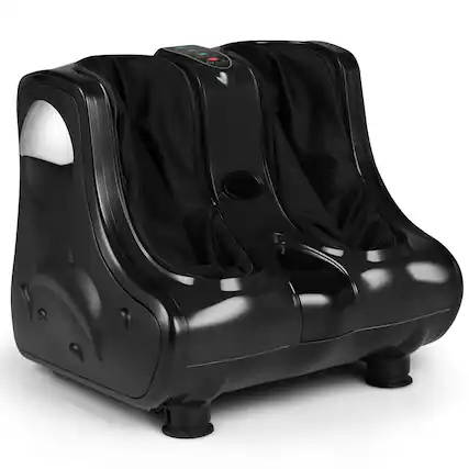 Front. HONGGE - Foot and Calf Shiatsu Massager with Heat, Vibration, and Tilt Base - Black.