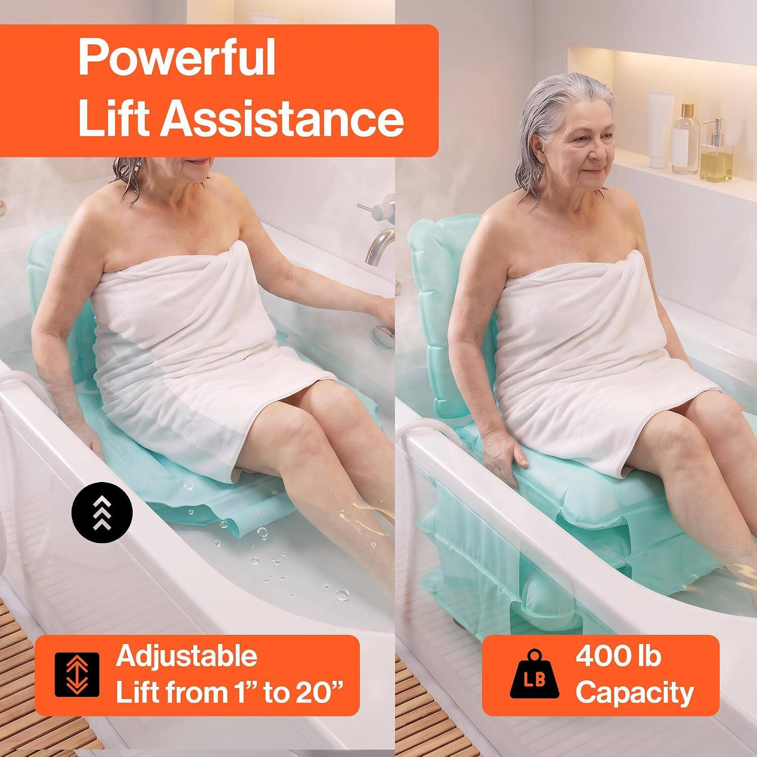 Powerful Lift Assistance  
Adjustable Lift from 1" to 20"  
400 lb Capacity