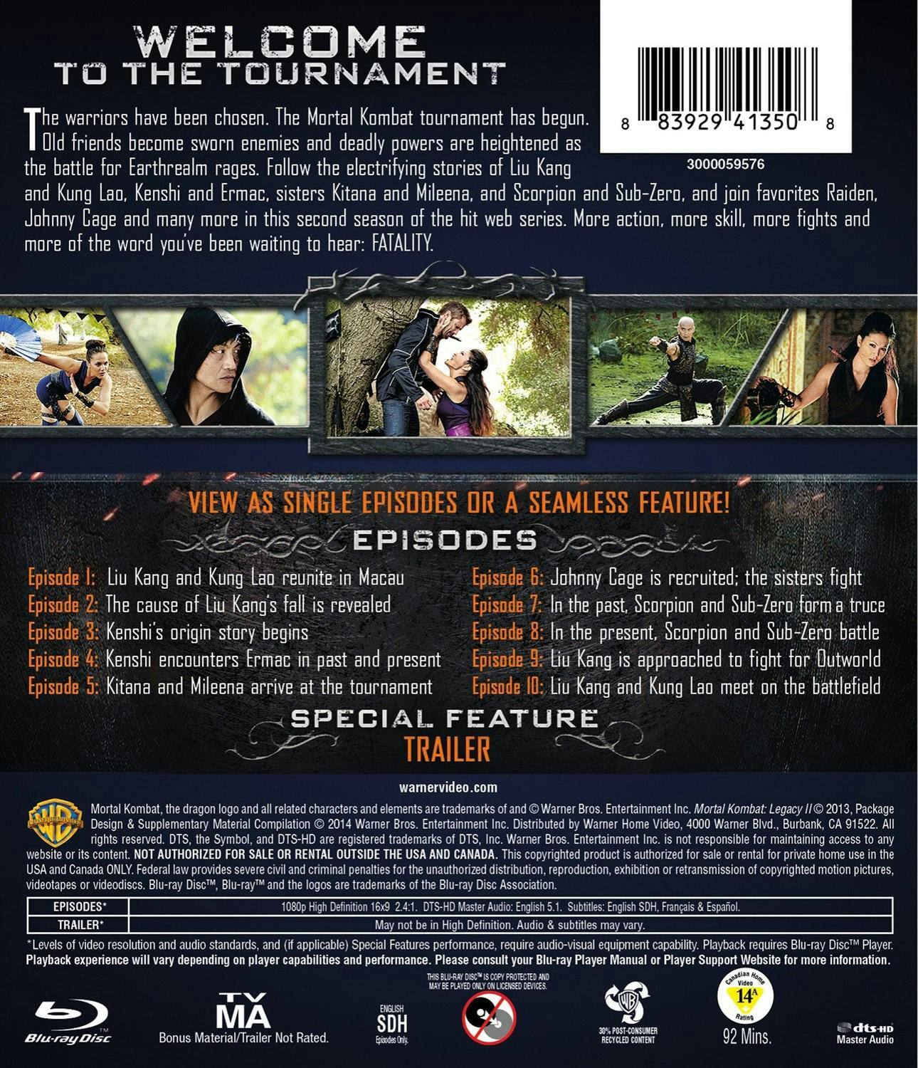 Back. Mortal Kombat: Legacy II [Blu-ray].