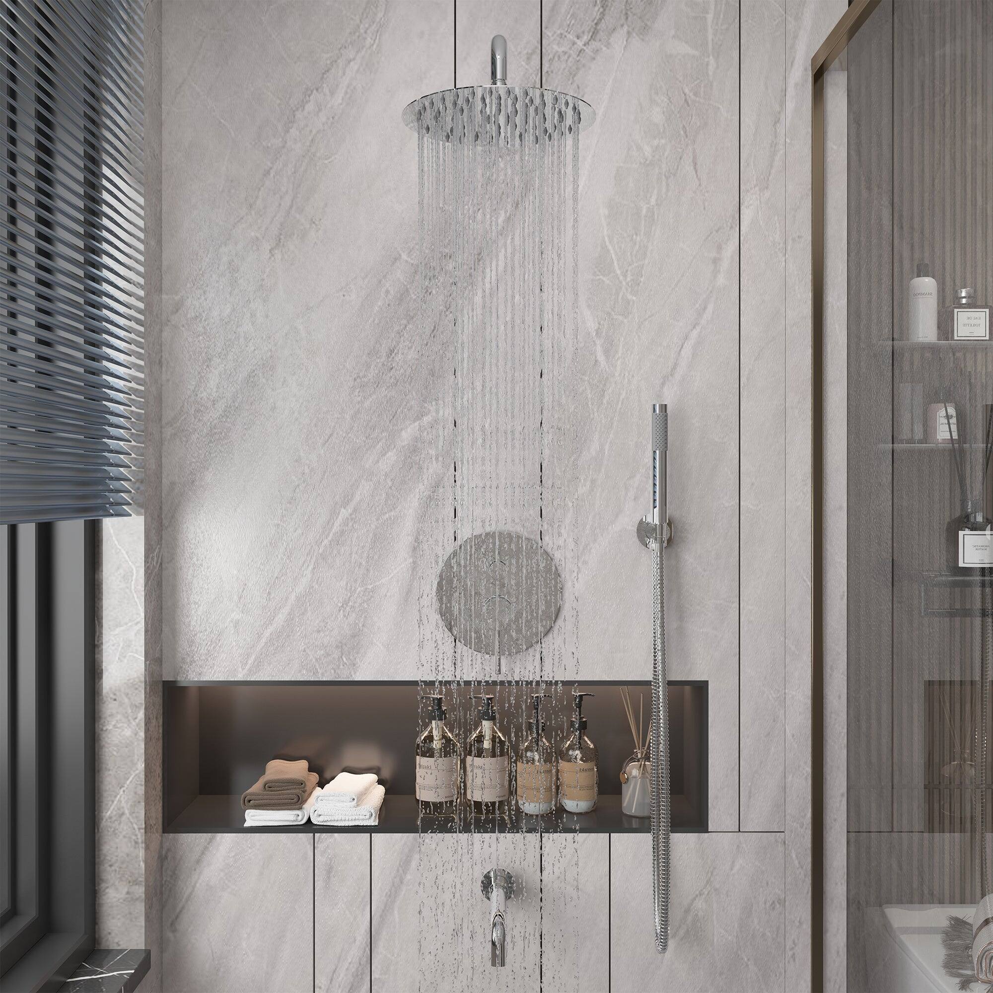 Alt View 4. Boyel Living - Wall Mount 10 in. Single Handle 1-Spray Tub and Shower Faucet 1.8 GPM in Chrome Pressure Balance Valve Included - Chrome.