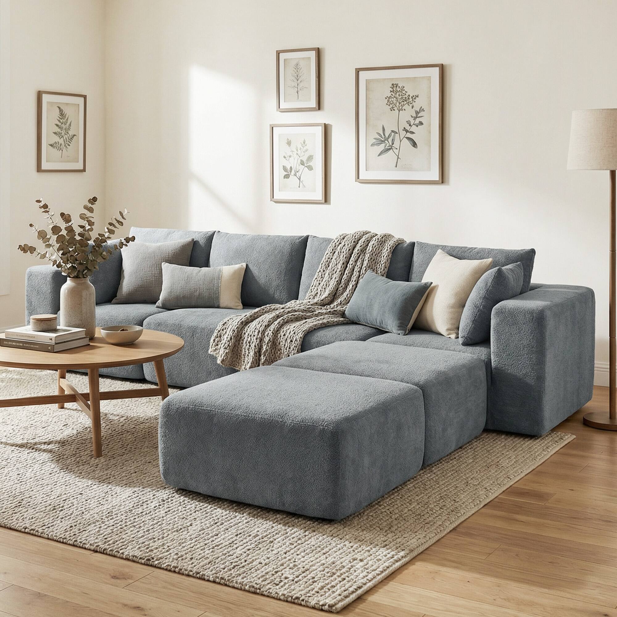Alt View 7. Homcom - Sectional Sofa, Boneless U-Shape Sectional Couch with 2 Ottomans - Dark Gray.