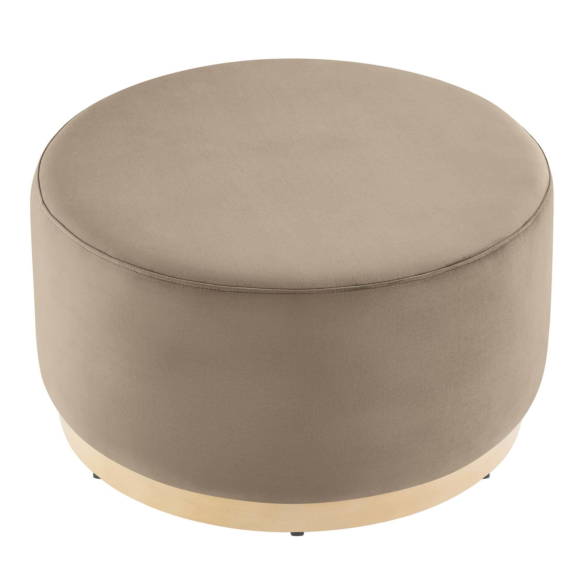 Alt View 2. Modway - Tilden Large 29" Round Performance Velvet Upholstered Ottoman by Modway - Taupe Natural.