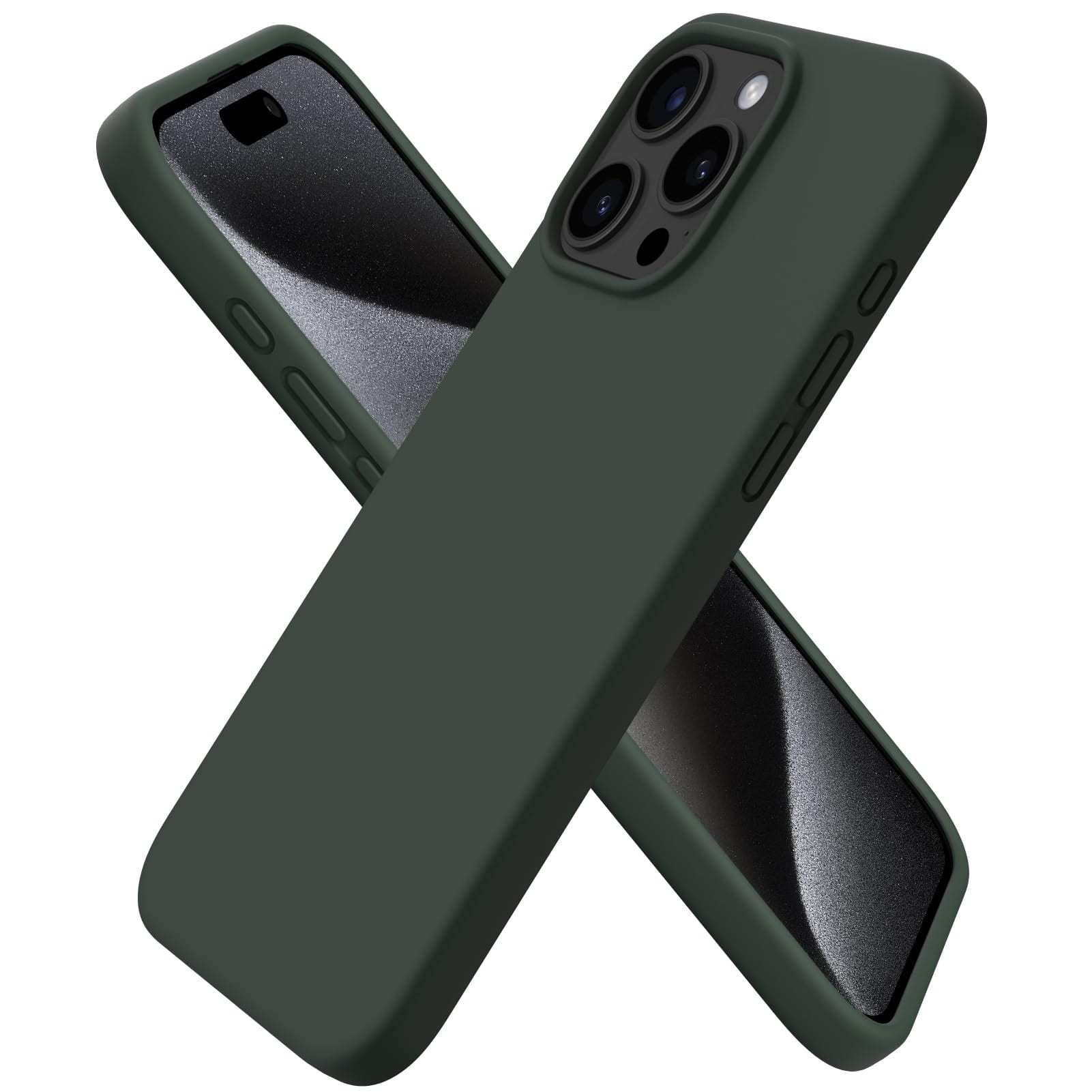Front. Ornarto - ORNARTO Compatible with iPhone 15 Pro Max Case 6.7", Slim Liquid Silicone Full Covered Protective Cover-Mystic Green - Mystic Green.