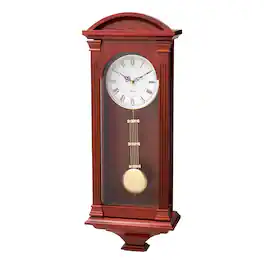 VEVOR - Grandfather Clock, 26.7 in Classic Vintage Pendulum Clock, Pine Wood & MDF Wall Clocks - Cherry Wood Tone