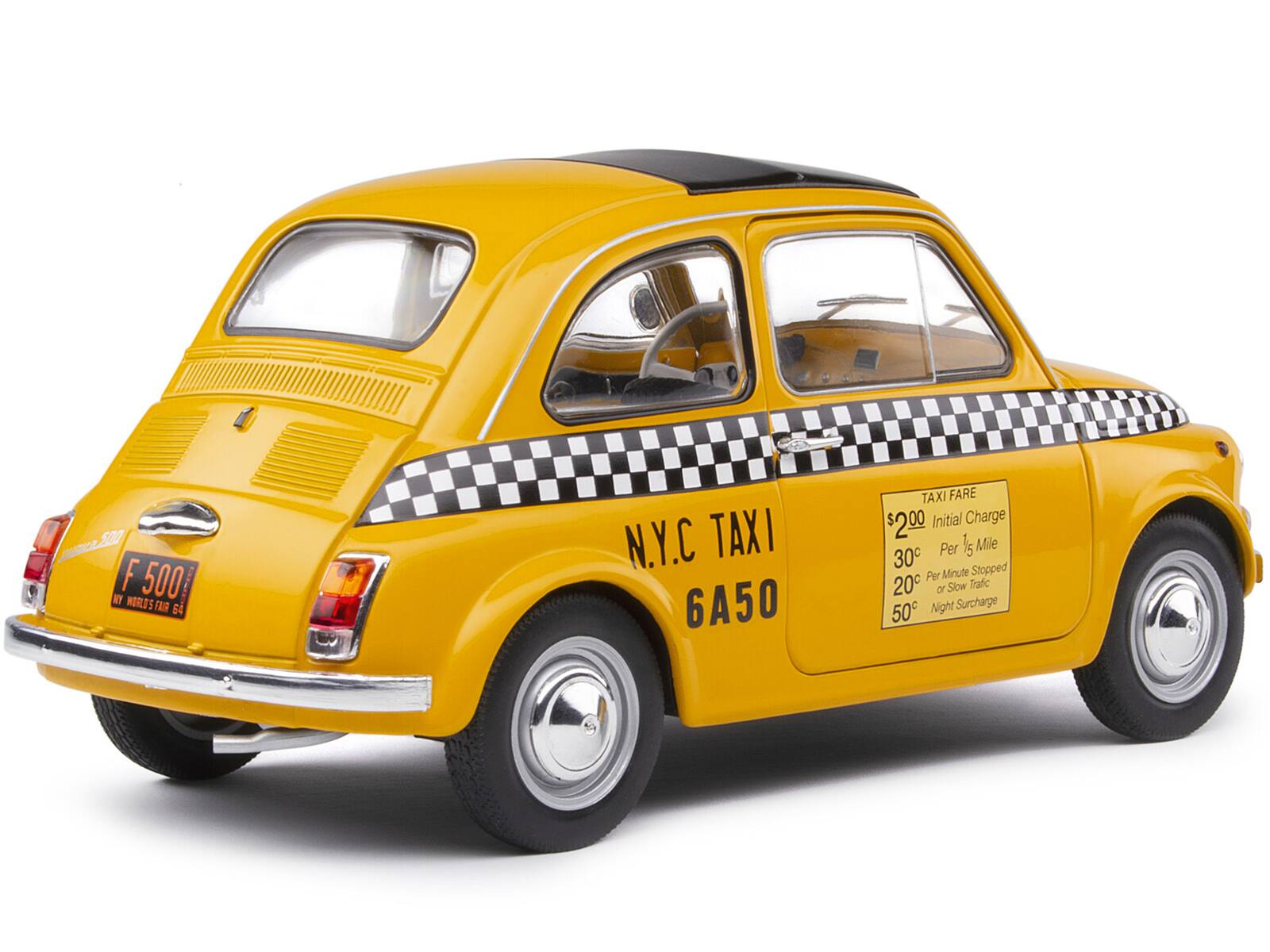 M Cc2200 507 G00Z F 500 p KY WORLES FAIR G4 N.Y.C TAXI 6A50 TAXI FARE $2.00 Initial Charge Per 1/5 Mile 30c Per Minute Stopped 20 or Slow Traffic 50c Night Surchage