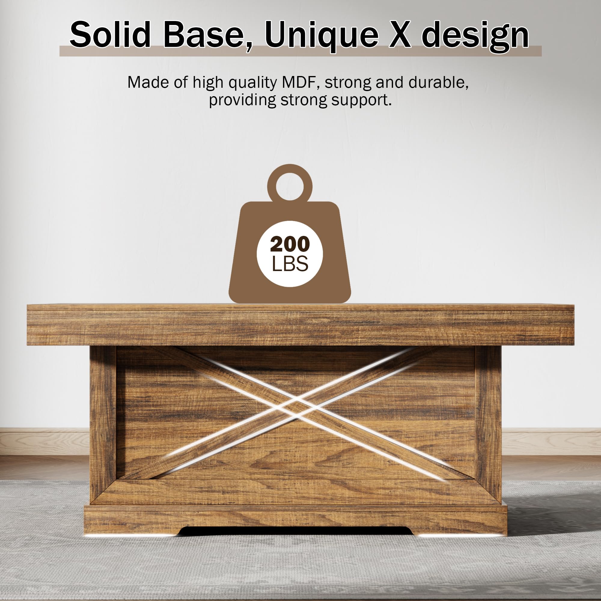 Solid Base, Unique X design

Made of high quality MDF, strong and durable, providing strong support.

200 LBS