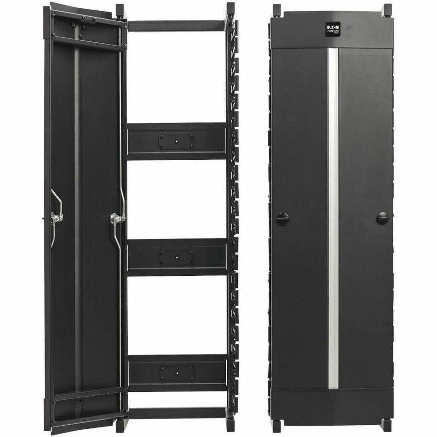 Alt View 4. Tripp Lite - Eaton Tripp Lite Series High-Capacity Vertical Cable Manager - Deep Double Finger Duct with Cover, Single Sided, 12 in. - Black.