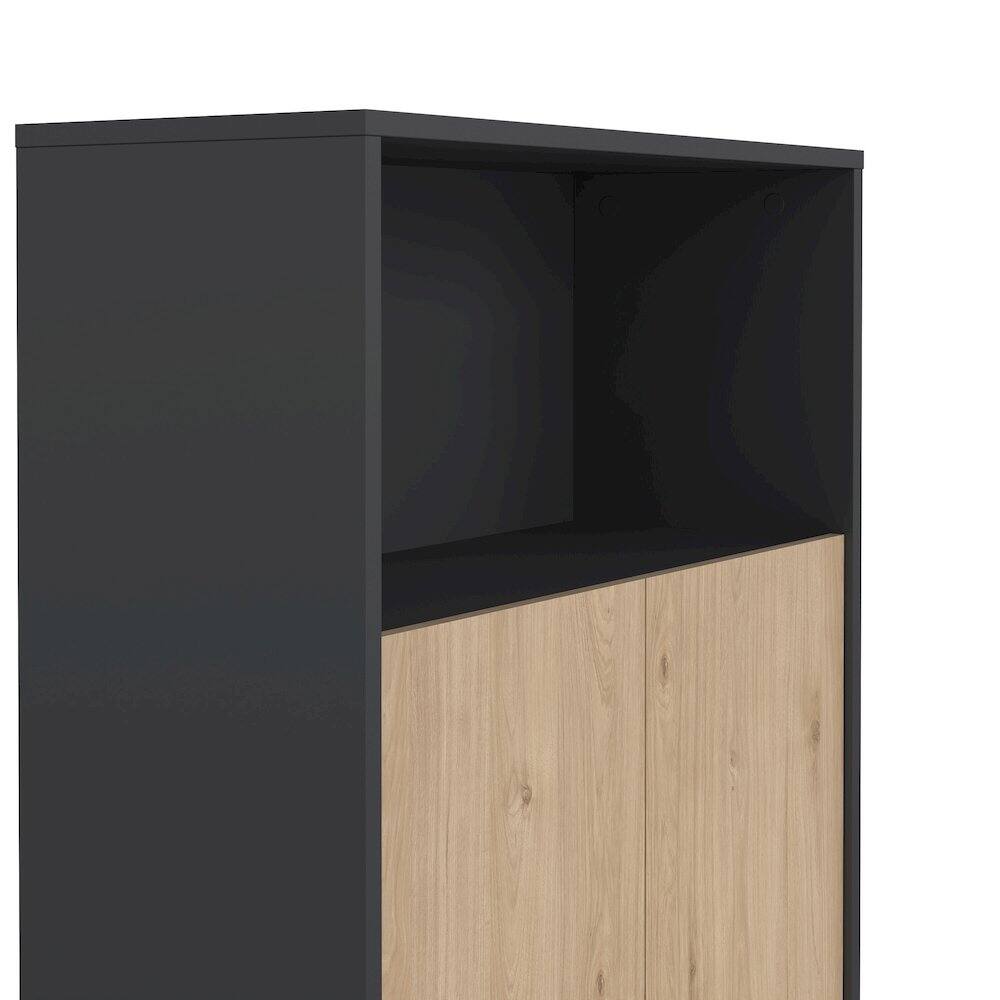 Alt View 2. Tvilum - Adjustable 3 Shelf Bookcase with 2 Doors, Open Storage Home Office Bookshelf - Gray.