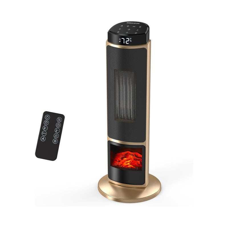 AOITUN - Space Heater for Indoor Use, 23Inch Portable Heater with Remote and Thermostat,70°Oscillation, 12H Timer, Up to 95°F - Gold