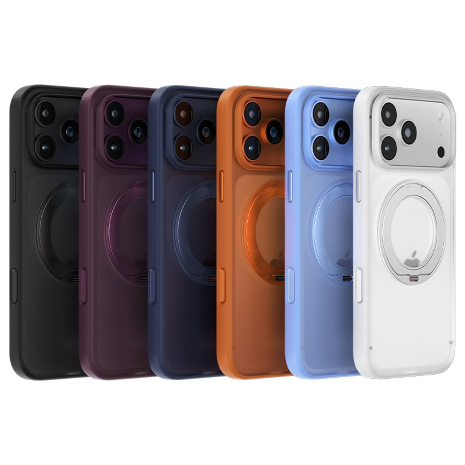 Alt View 2. Dteck - Magnetic Case for Apple iPhone 18 Pro Max with 360 Swivel Stand, Frosted Shockproof Protective Cover, AI Camera Button - White.